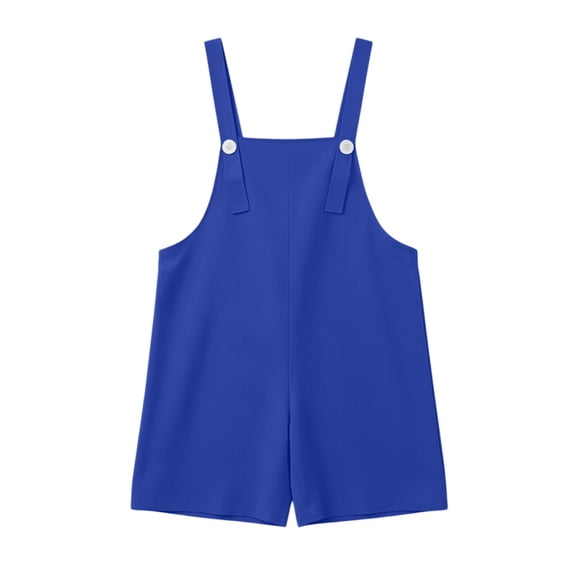 CPNG Girls Solid Color Short Overalls Sleeveless Suspender Romper Cute Short Jumpsuit with Adjustable Strap(Blue,3-4 Years)