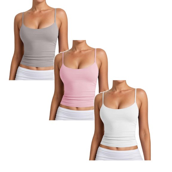 XEGLSBU 3 Pack Female Tank Tops Adjustable Spaghetti Strap Vest Basic Solid Color Sleeveless T-Shirts for Women All Season Size L