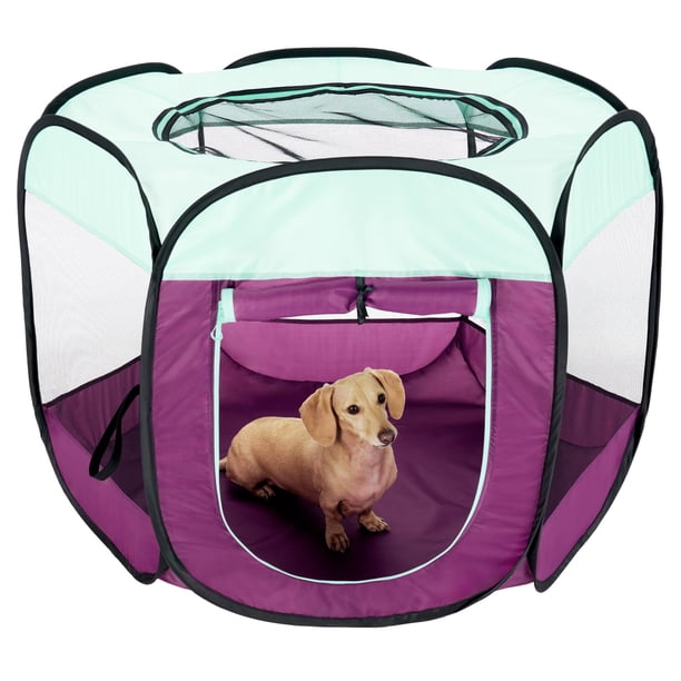 Corral para perros Furhaven Pop Up tienda portátil para mascotas morada talla M