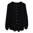 thumbnail image 4 of Camisa de punto redondo para mujer, manga larga, cuello en V, botones, ajuste holgado, blusa ligera para oficina, 4 of 8
