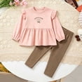 thumbnail image 2 of boobe Girls' Cute Casual Stylish And Adorable Embroidered Bear Print Top And Contrasting Pants Set 2 Years, 2 of 9