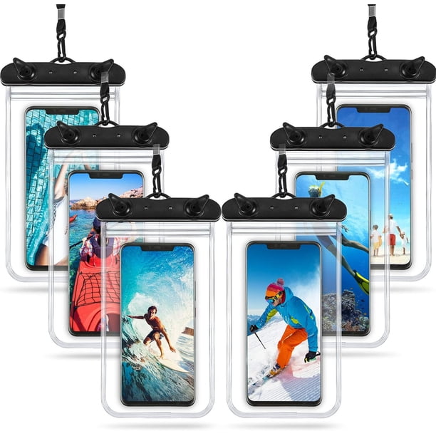 6 piezas para bolsa de teléfono impermeable universal, funda subacuática, bolsa seca transparente para teléfono celular con cordón, bolsa para natación, snorkel, deportes acuáticos para