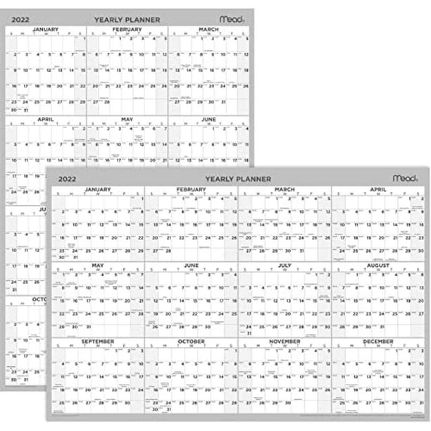 Mead Wall Calendar 2022 Large 24x36" Erasable Laminated Reversible