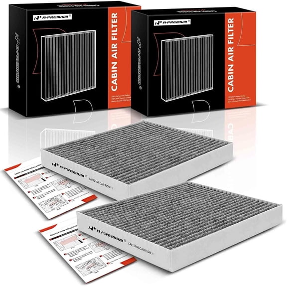 A-Premium 2-PC Cabin Air Filter with Activated Carbon Compatible with Hyundai & Kia - Kona 18-22, Tucson 16-21, Veloster 19-21, Venue 20-23, Seltos 21-23, Soul 20-23, Sportage 17-22