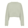 thumbnail image 4 of Sweatshirt for Women Women's Solid Sweatshirt Women's Solid Color Crew Neck Sweatshirt Long Sleeve Sports Bottoming T Shirt Knitted Sweater Long Sleeve Top, 4 of 5