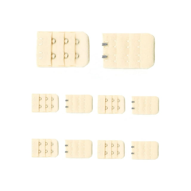INSPIRE CHIC Women's 3 Rows 2 Hooks Underwear Bra Extender Brassiere Extension Hooks Strap Adapter Beige-2 10