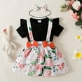 thumbnail image 2 of EnJoCho Elephant Baby Girl Girl Clothes Romper Floral Suspender Dress Ruffle Sleeve Outfit Jumpsuit Headband Set 0-18M Little Children Trendy Clothing Set 3-6 Months, 2 of 9