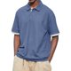 thumbnail image 1 of Men's Summer Solid Color T-shirt With A 3 Button Open Collar And Button Up Short Sleeved Top 4XL, 1 of 5