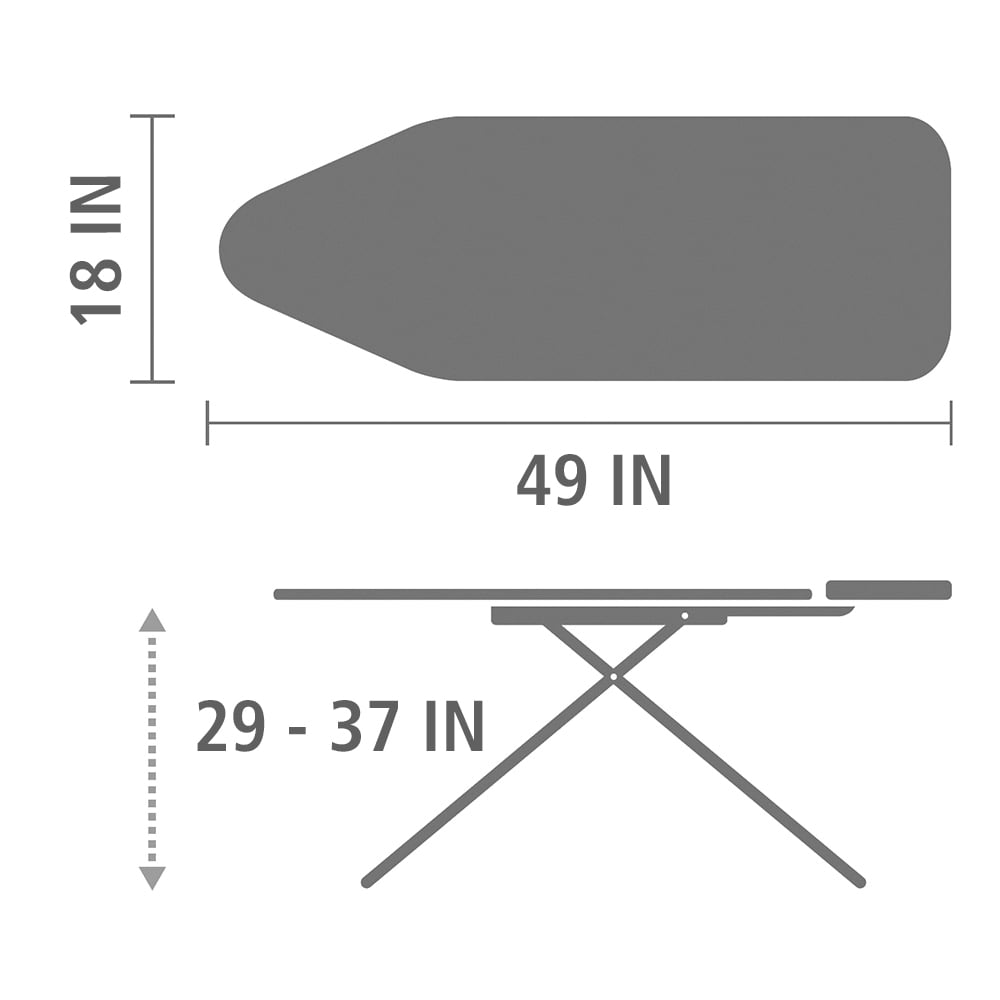 Brabantia Ironing Board C Extra Wide, 49 x 18 inches, Steam Generator Holder, Ice Water