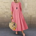 thumbnail image 2 of Puyaiuu New Summer Dresses for Women 2025 Leisure V-Neck Elbow-Length Long Dress Breathable with Pocket Plaid Womens Summer Dresses, 2 of 5