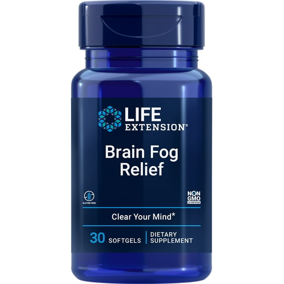 Life Extension Brain Fog Relief Caffeine-Free, Fast-Acting Nootropic Formula Helps Clear Your Mind – Gluten-Free, Non-GMO - 30 Softgels