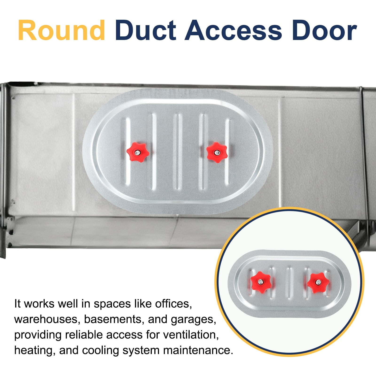 Uxcell 2Pcs Rectangular Duct Access Door, 8" x 4" Square Duct Maintenance Access Door Galvanized Steel Ducting Cover with Rubber Gasket Adjustable Knobs for HVAC Duct Inspection, Silver