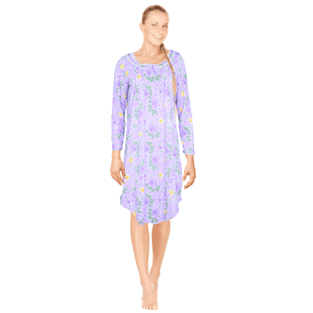 

JEFFRICO Womens Long Sleeve Nightgowns Sleepwear Soft Pajama Dress Nightshirts Plus Size