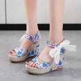 thumbnail image 6 of Fesfesfes Wedges For Women's Peep-Toe Wedges Shoes Wedge Heel Lace Up High Heels Luxury Sandals 6.5(38), 6 of 9