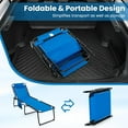 thumbnail image 5 of Lounge Chairs for Outside, Extra High Folding Beach Tanning Lounger with Adjustable Backrest, Footrest & Removable Pillow, Sunbathing Lounge for Patio, Poolside (1, Navy with Pocket), 5 of 18