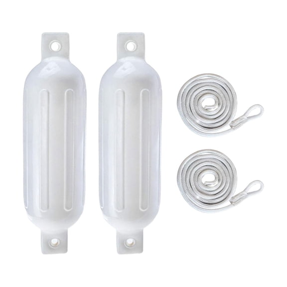 Fzaqwen 2Pcs Boat Fenders 6mm x 1.5M Ropes Easy to Install Inflatable Fenders for Marine White G0 White Rope