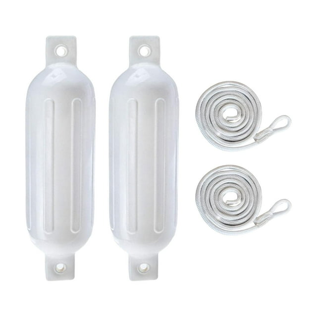 2 defensas inflables para barco, 6 mm x 1,5 m, cuerdas G0, protector anticolisión Cuerda Blanca G0 Blanca