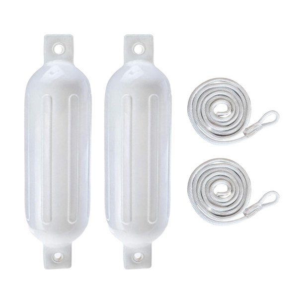 2x Defensas para Barcos Parachoques para Barcos 6mm x 1.5M Cuerdas Protectoras Defensas Inflables de PVC Cuerda Blanca G0 Blanca
