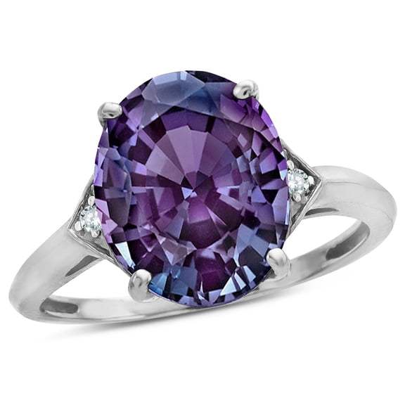 Star K � Large Oval 12x10 Simulated Alexandrite 3 Stone Trillion Setting Ring