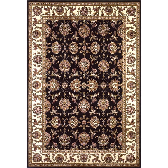10'x13' Black Ivory Machine Woven Floral Traditional Indoor Area Rug