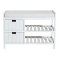 thumbnail image 3 of HomCom Wooden Shoe Rack Bench Organizer With Drawers, White, 3 of 9
