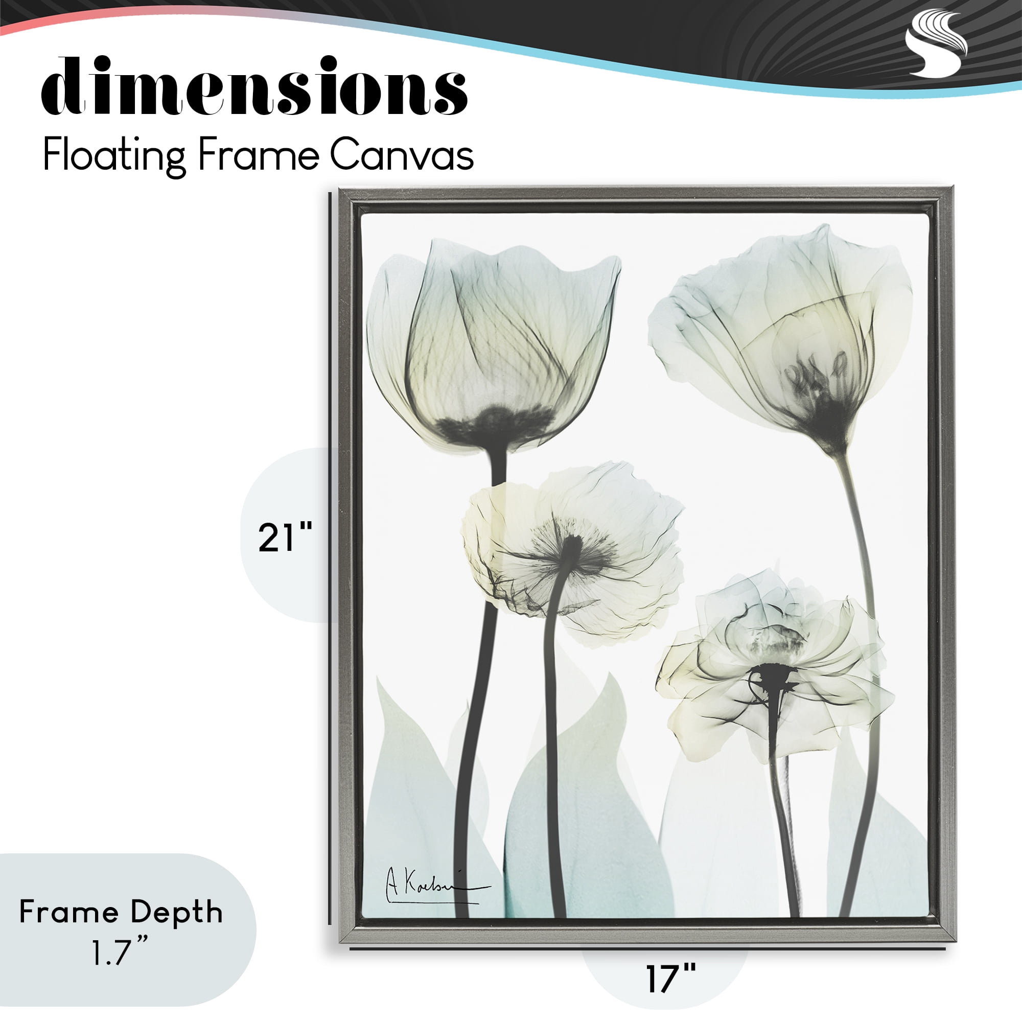 Stupell Industries Floral Luxury Of Creation Gray Framed Floater Canvas Wall Art, design by Albert Koetsier