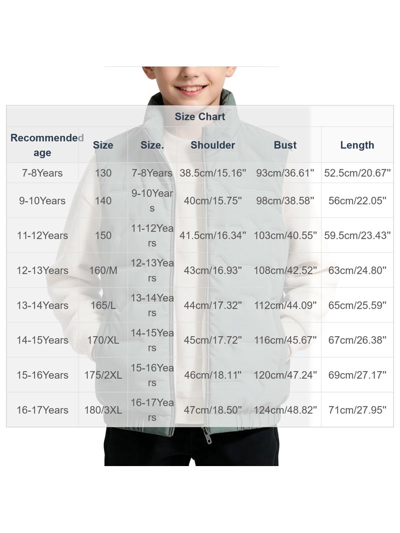 Wram Colar Boys Waistcoat Sleeveless Quilted Vest Kids Solid Color Full Zipper ...