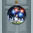 thumbnail image 2 of Happy New Year Bull Terrier Family Cheer Winter Midnight Firework Round Wood Sign Bully Dog Lovers Gifts Idea Hanging Wall Home Decor - 02025, 2 of 5