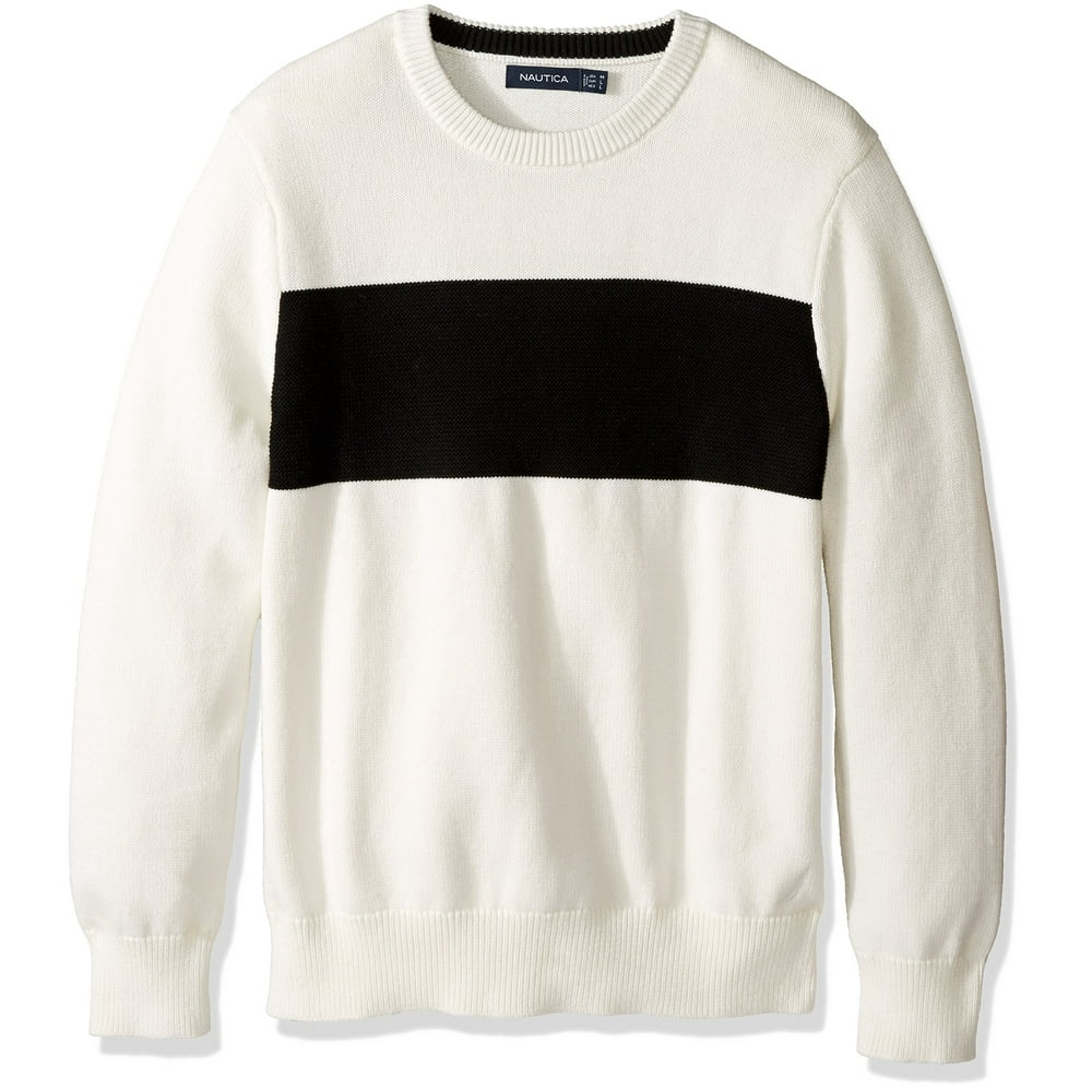 Nautica - NEW White Mens Size XL Colorblocked Pullover Crewneck Sweater ...