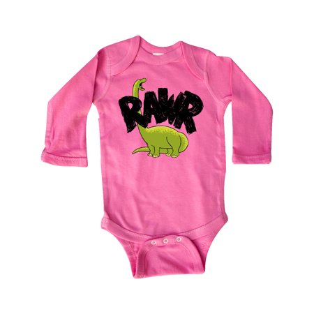 

Inktastic Lil Green Bronto Rawr!! Gift Baby Boy or Baby Girl Long Sleeve Bodysuit