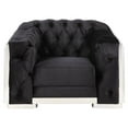 thumbnail image 3 of ACME Pyroden Chaise Rembourrée en Velours Capitonné Noir et Chrome, 3 of 7