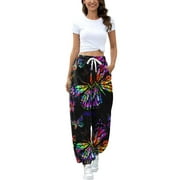 【Black Friday deals】Birdeem Women's Print Sweatpants High Waist Sporty Gym Athletic Fit Jogger Trousers Baggy Lounge Pants With Pockets