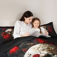 thumbnail image 5 of Homewish Spooky Grunge Skull 7-Piece King Bedding,Goth Red Rose King Bed in a Bag,Halloween Bed Set,Black Reversible, 5 of 8