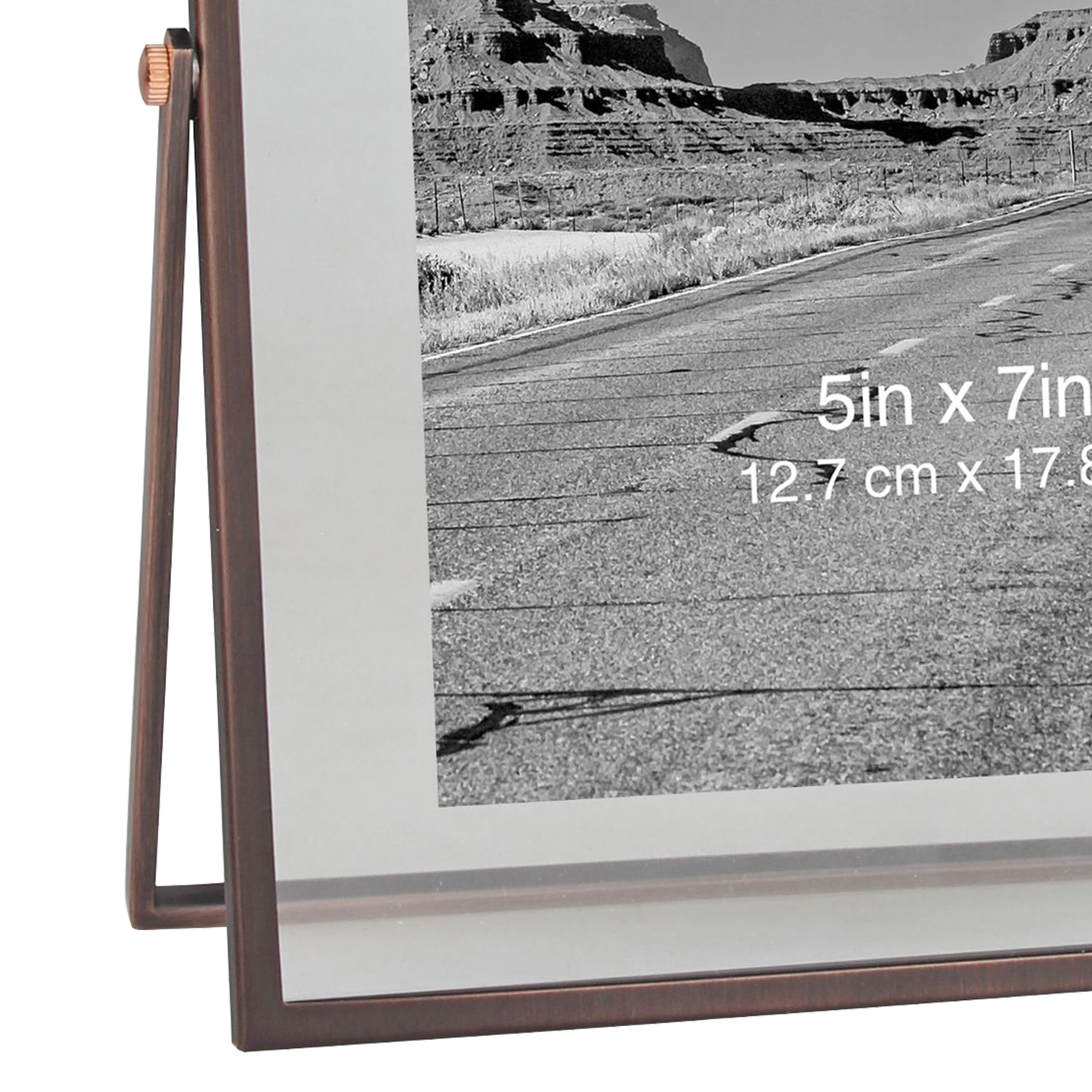 Better Homes & Gardens 5 x 7 Metal Tabletop Floating Picture Frame, Copper