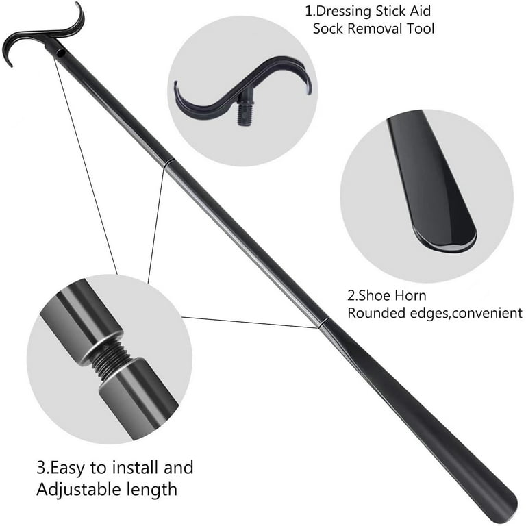 Dressing Aid Tool Kit, Long Handle Shoe Horn with Sock Remover and Grabber  Reacher, Mobility Assistance Tool for Elderly, Easy Dressing Stick -  Walmart.com