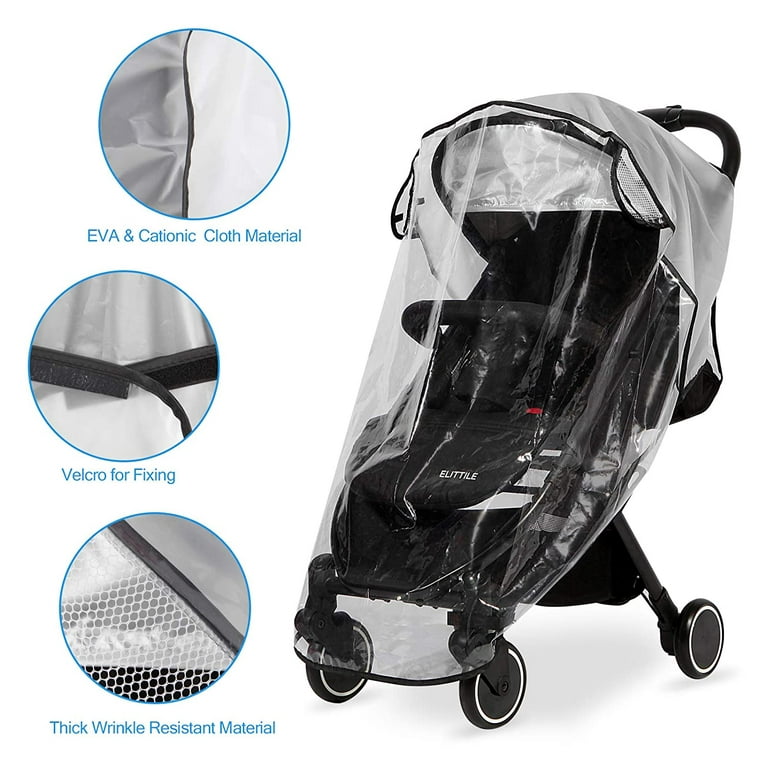 Clear Stroller Rain Cover, Universal Travel Weather Shield Breathable Baby Stroller  Rain Cover for Windproof, Waterproof, Protect from Sun Dust Snow 2 Piece  Set 