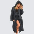 thumbnail image 2 of BiZtdJrK Purses For Women Clearance Faux Fur Hoodies for Women Lightweight Long Sleve Padded Thicked Loungewear Hooded Jackets Casual Solid Color Winter Lapel Long Coats Gray S, 2 of 7
