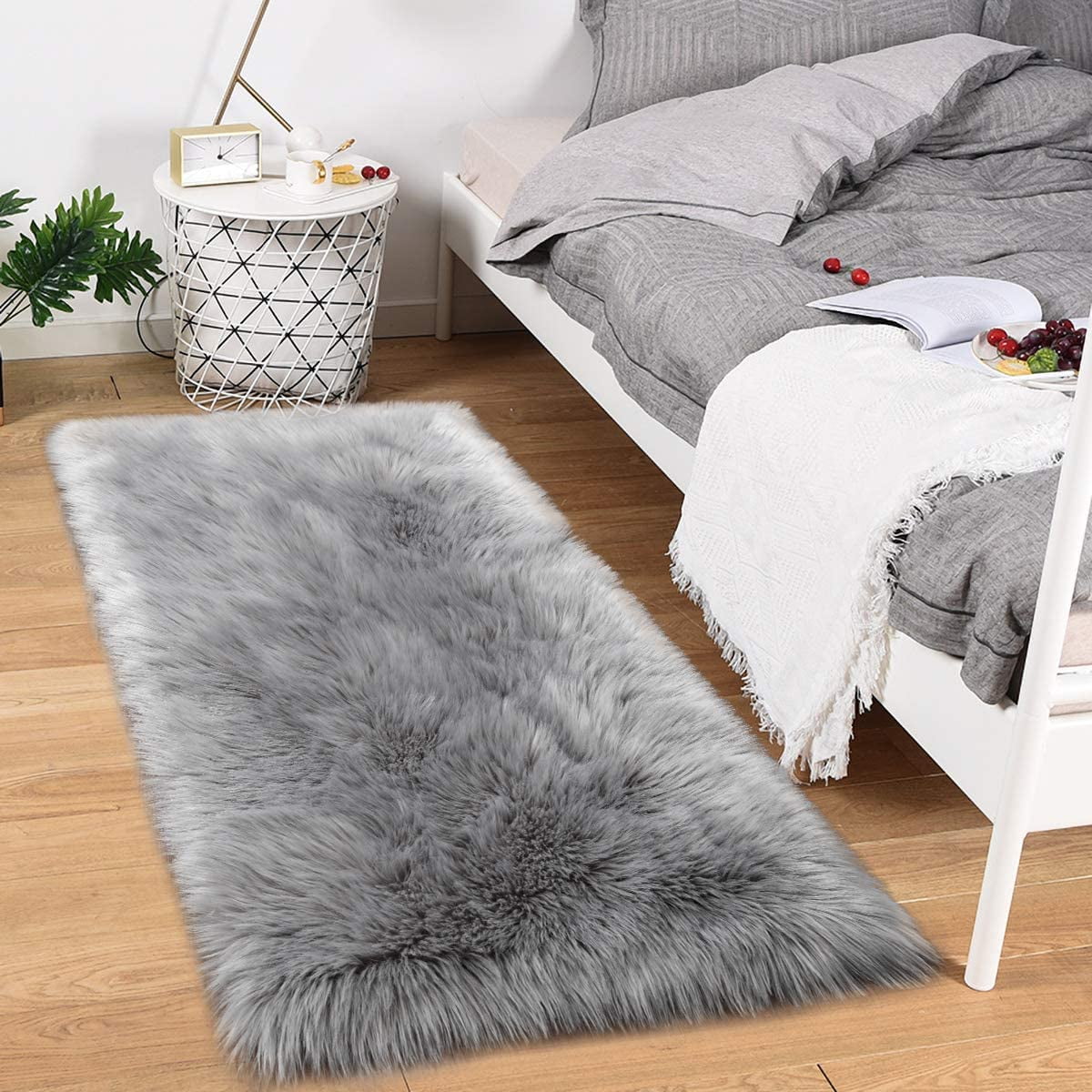Faux Sheepskin 90-180cm Fluffy Oval Carpet Bedroom Home Floor Rug Sofa Chair Mat 