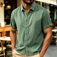 thumbnail image 5 of VgaVtl Short Sleeve Mens Collar Shirts Button up Summer Solid Color Minimalist Leisure Tops for Men Cardigan, 5 of 8
