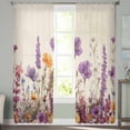 thumbnail image 2 of Spring Floral Sheer Curtains 96 Inches Long 2 Panels Set, Window Sheer Curtains for Living Room/Bedroom, Farmhouse Pastoral Summer Botanical Light Filtering Rod Pocket Curtain 52'' x 96'' x 2, 2 of 7
