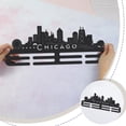thumbnail image 3 of Chicago City Medal Holder Display Sport Trophy Hanger Rack City Night View Style Metal Wall Mount Designed for Running Football Swimming Basketball, 3 of 9