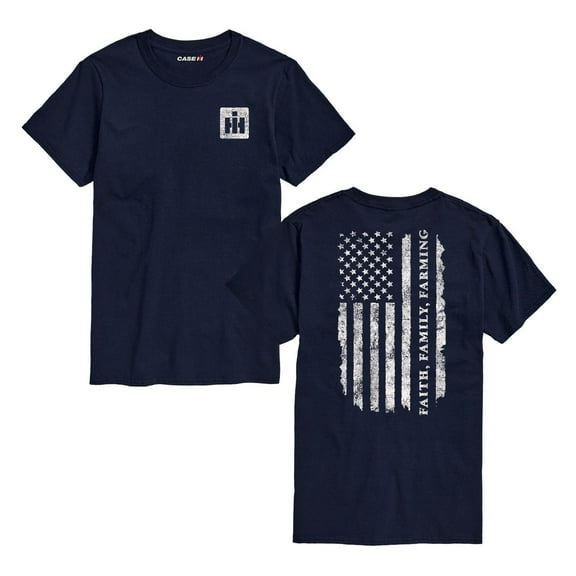 Adult IH Faith Family Farming Flag Navy Blue Short Sleeve T-Shirt D20585-NVY