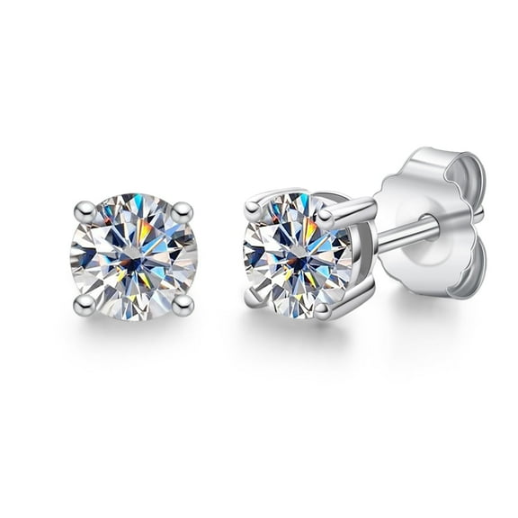 AnuClub 4mm Moissanite Stud Earrings 0.3 Carat D Color VVS1 Lab Created Diamond Earrings S925 Sterling Silver Earrings for Women