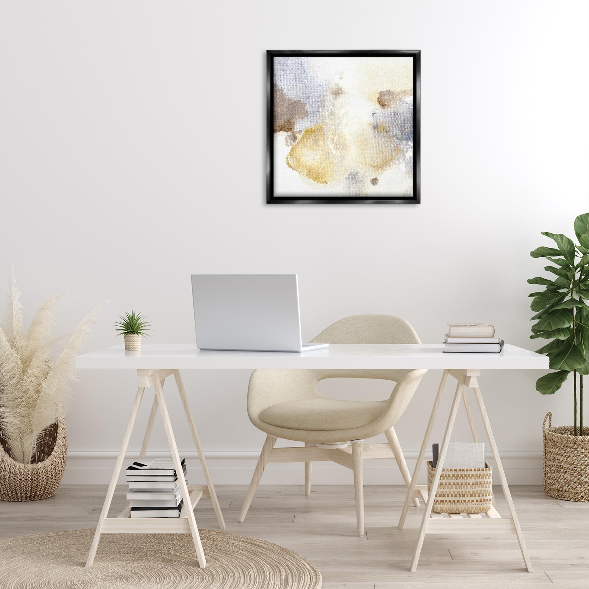 Stupell Industries Subtle Cloudy Abstract Abstract Painting Black Floater Framed Canvas Art Print Wall Art, 25 x 25
