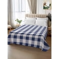 thumbnail image 2 of Navy Blue White Plaid Flat Sheet Only Twin Size, Soft Breathable Bed Top Sheets for Mattress, Farmhouse Checkered Buffalo Luxury Bedding Flat Sheets for Home Hotel Bedroom Bed Protection, 2 of 9