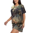 thumbnail image 2 of Picia Jungle Dinosaur Pajamas Sets for Women Soft Short-Sleeved Pjs with Lounge Shorts Two Piece Sleepwear-Small, 2 of 9
