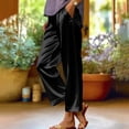 thumbnail image 2 of Womens Satin Pants Wide Leg Ankle Pants Comfy Silky Flowy Elastic Waisted Dressy Cropped Trousers for Office Wear, 2 of 6