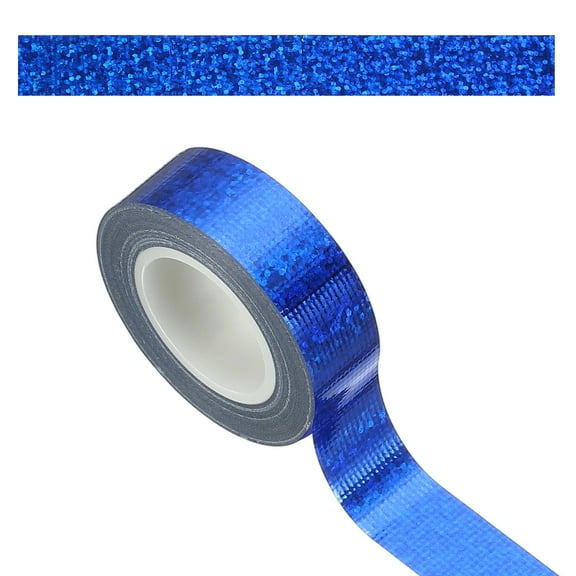 Uxcell 1 Roll Prism Tape, 15mm Self-Adhesive Holographic Reflective Decorative Tape for Crafts DIY Gift Packaging Art Scrapbook Wrapping Wall Decor, Blue