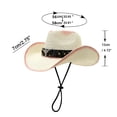 thumbnail image 3 of OOOUM Two-Tone Woven Straw Cowboy Hat For Men Women Black Leather Band Cowgirl Hat Party Fashion Boho Western Hats One Size, 3 of 3