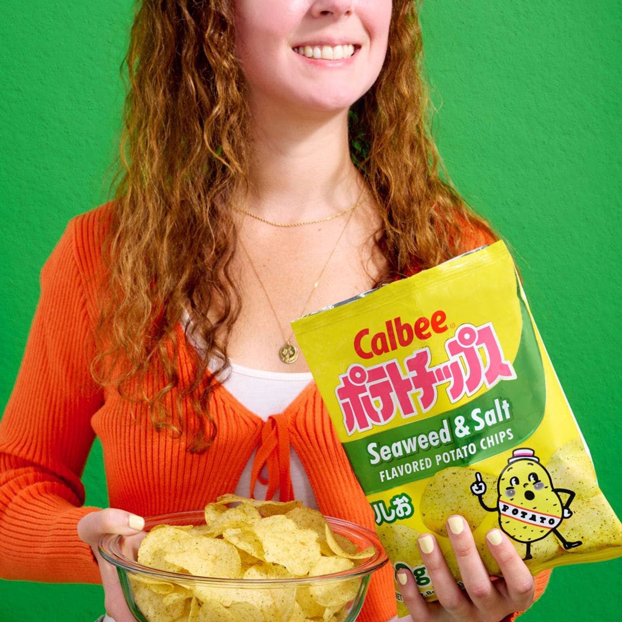 (6 pack) Calbee Potato Chips Seaweed & Salt Flavored 2.8 oz